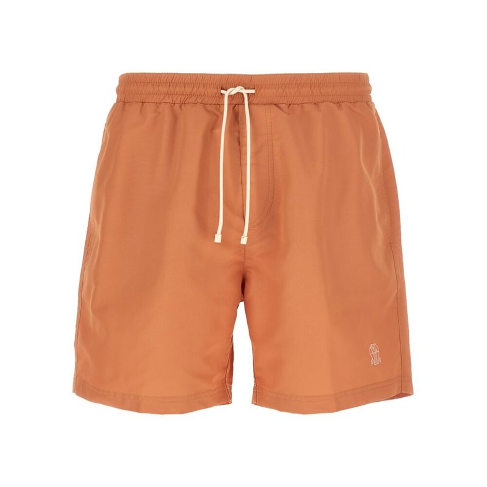 Brunello Cucinelli Men's Logo Embroidery Swimsuit
